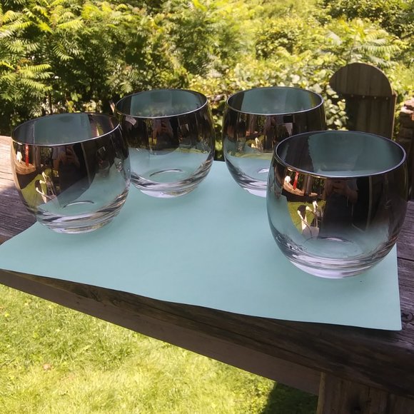 Mid century modern silver fade rolly polly glasses Four glasses set A - Picture 2 of 16